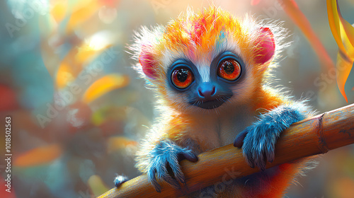 illustration of a cute slow lorises child