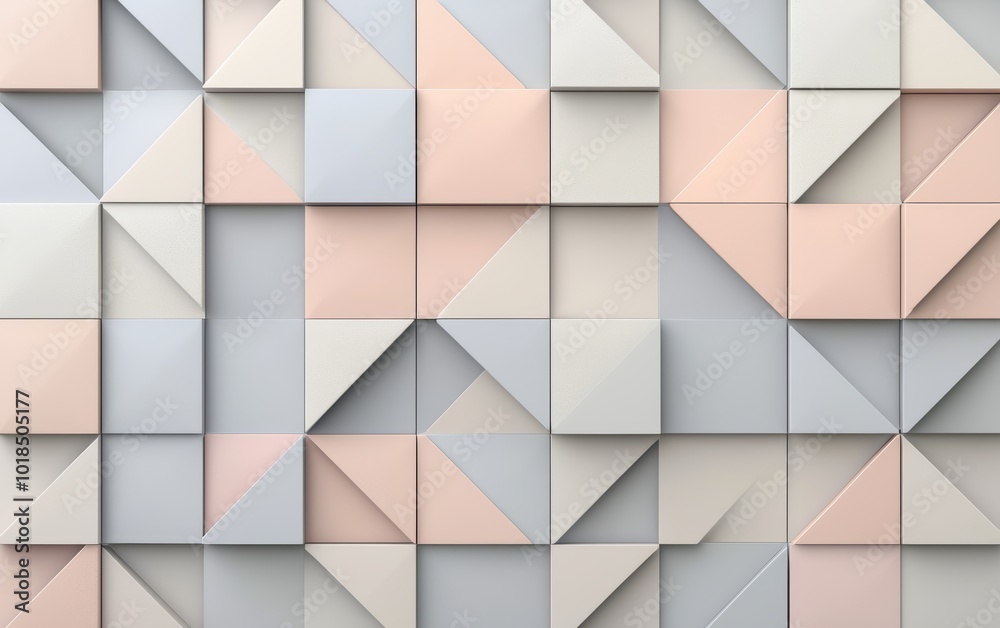 Overlapping geometric triangles in pastel shades, forming a balanced and structured seamless pattern Overlapping geometric triangles in pastel shades, forming a balanced and structured seamless pattern