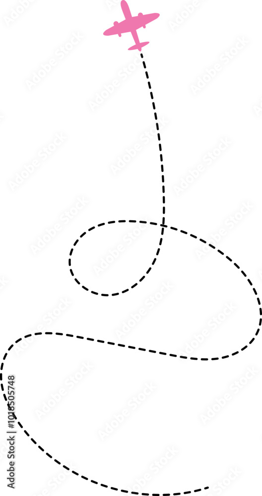 Airplane Dotted Route Line Airplane Dotted Route Line