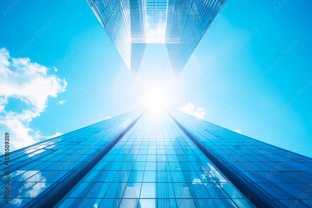 Background of Bottom view of office building in city scape. Background of Bottom view of office building in city scape.