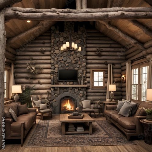 design di interni di una baita di montagna