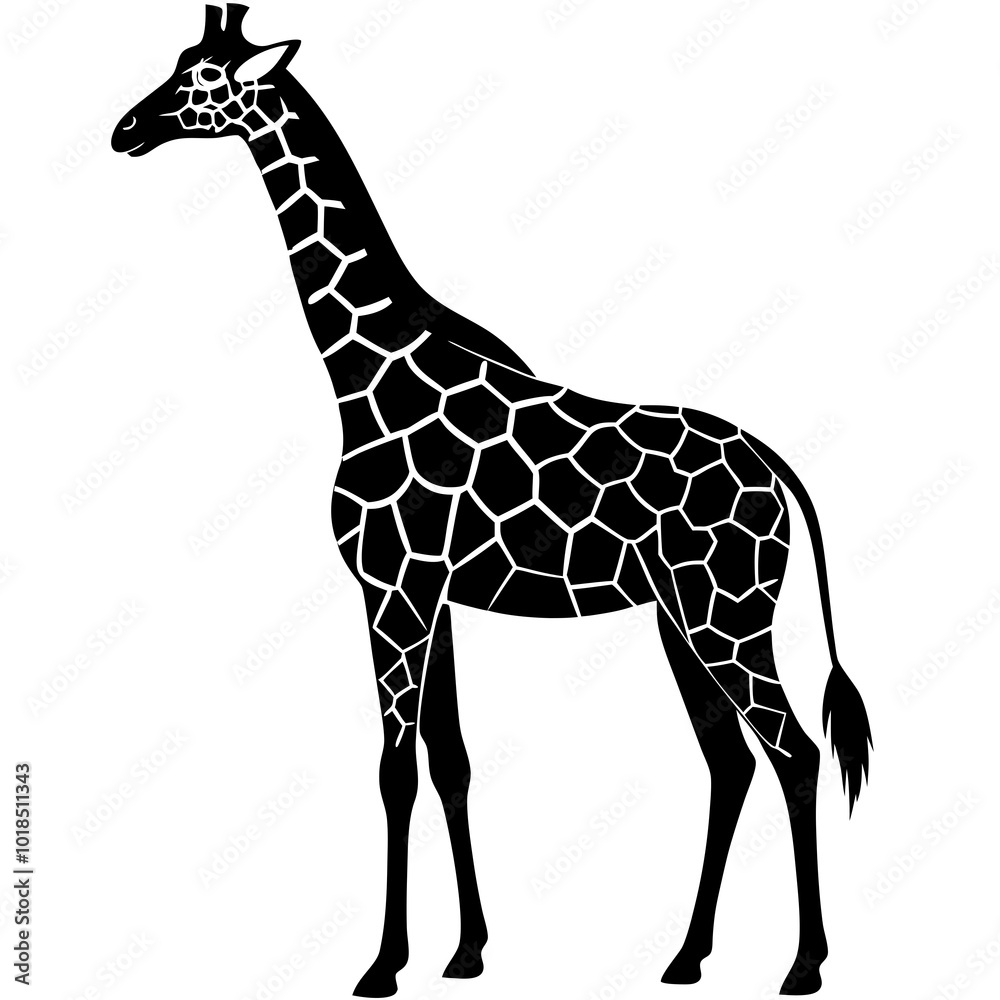Naklejka premium Giraffe silhouette vector illustration