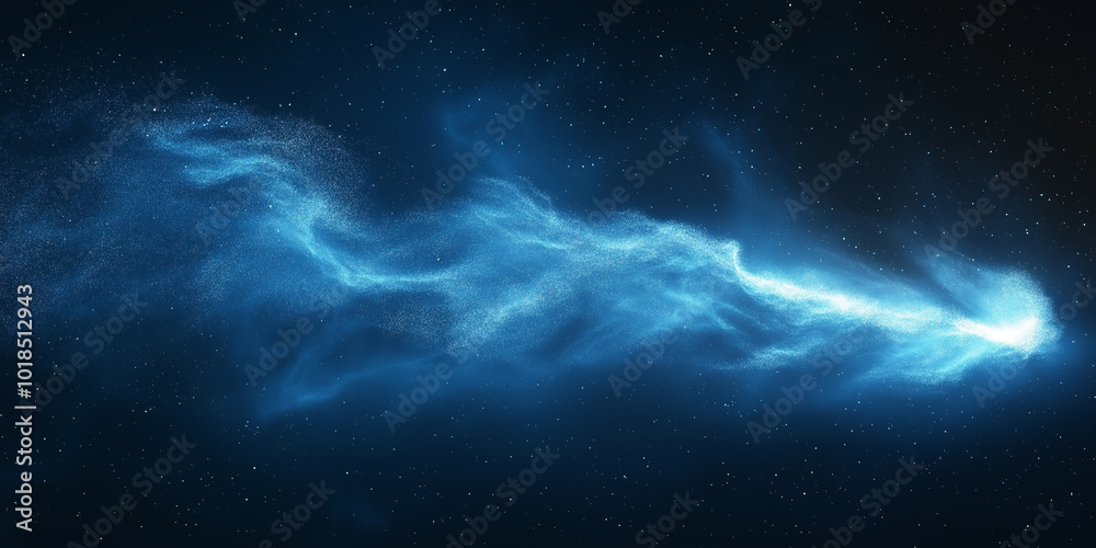 White beam background with blue particles. Space full of stars with galaxies, nebulae and planets under the night sky. On a dark background White beam background with blue particles. Space full of stars with galaxies, nebulae and planets under the night sky. On a dark background