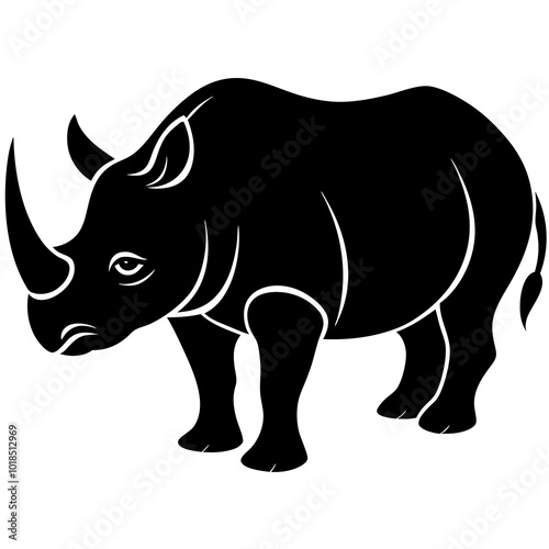  Rhino silhouette vector illustration