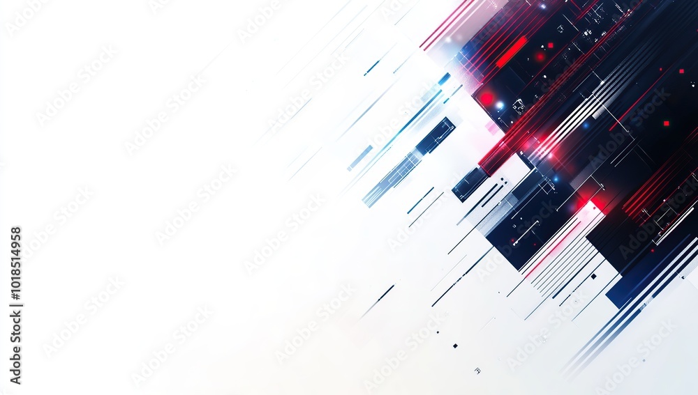 Abstract Geometric Design with Diagonal Lines, Red and Blue Accents on White Background Abstract Geometric Design with Diagonal Lines, Red and Blue Accents on White Background