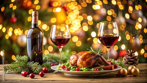 christmas dinner with wine argentina mendoza patagonia  photo