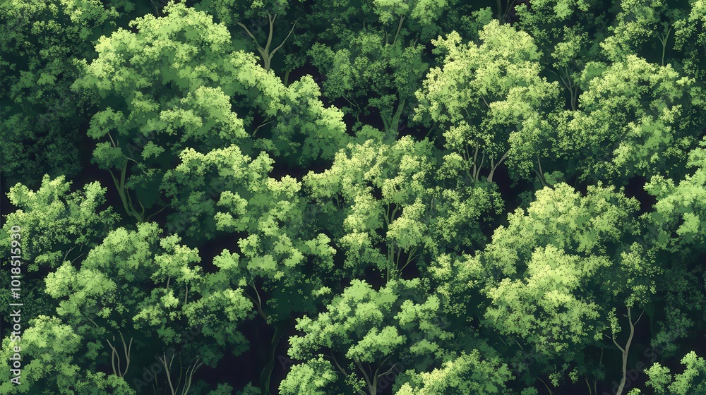 seamless pattern of a lush forest, dense canopy of trees in various shades of green, evoking tranquility and the beauty of nature in a harmonious design seamless pattern of a lush forest, dense canopy of trees in various shades of green, evoking tranquility and the beauty of nature in a harmonious design