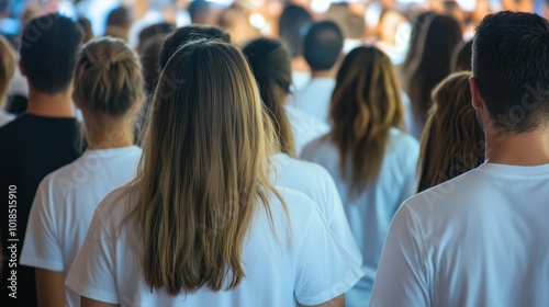Corporate volunteer event with participants wearing white  t-shirts