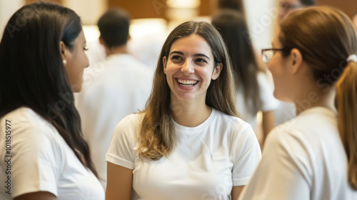 Corporate volunteer event with participants wearing white  t-shirts