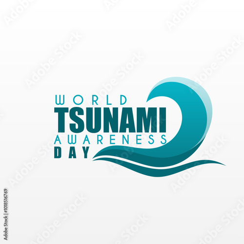 Blue ocean waves illustration, perfect for World Tsunami Awareness Day poster, banner, greeting card