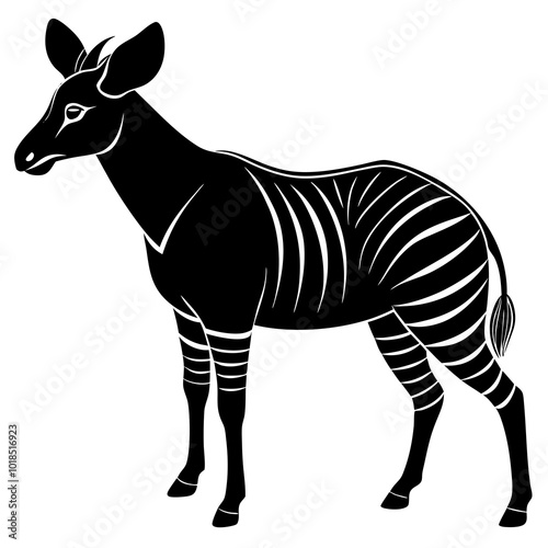 Okapi silhouette vector illustration