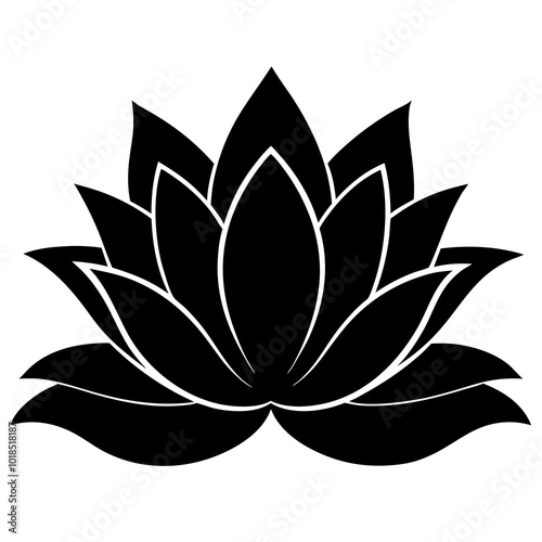  Water lily silhouette vector illustration