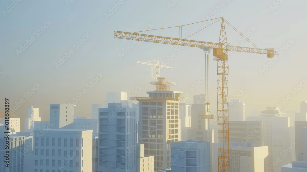 modern city skyline featuring construction site with cranes and buildings under development. scene captures essence of urban growth and architectural progress modern city skyline featuring construction site with cranes and buildings under development. scene captures essence of urban growth and architectural progress