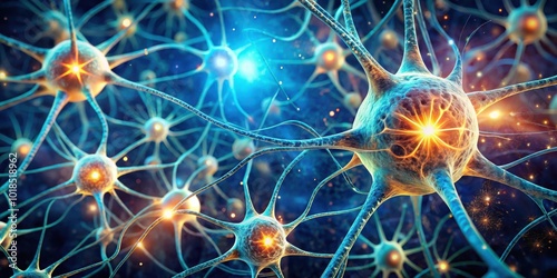 A close-up visualization of interconnected neurons, showcasing the intricate network of the human nervous system.