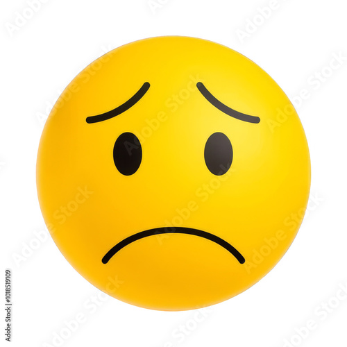 Sad Face Emoticon Illustration with Transparent Background for Design Overlays