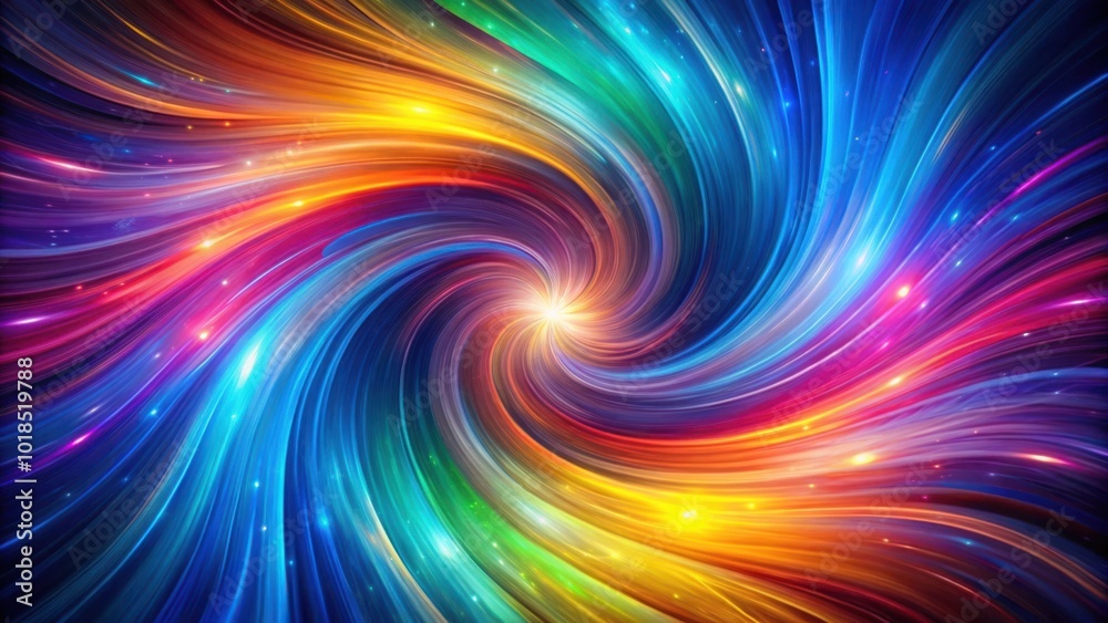 A vibrant abstract swirling vortex of light and color with glowing particles in the center A vibrant abstract swirling vortex of light and color with glowing particles in the center