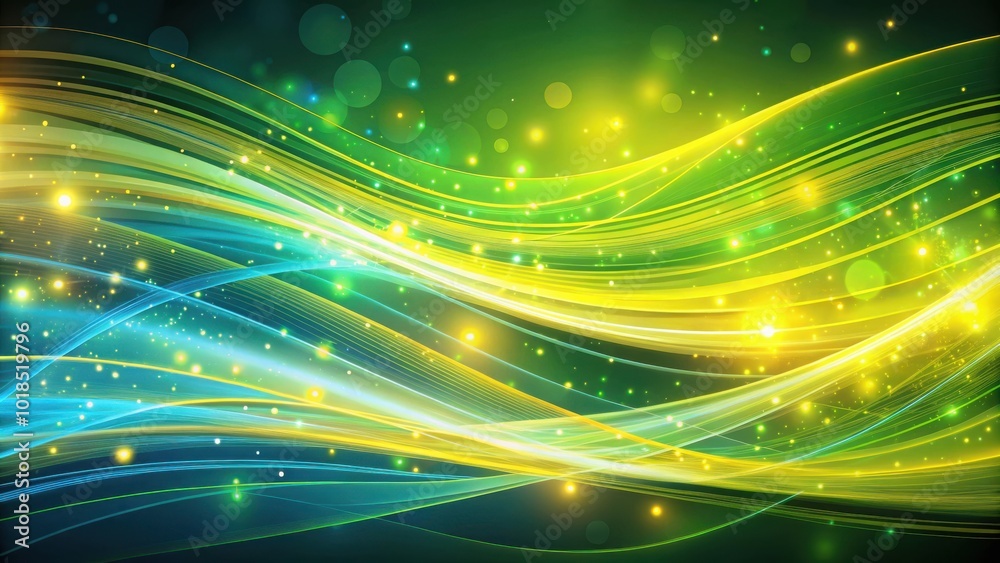 Abstract Glowing Wave Background with Vibrant Green and Yellow Hues Abstract Glowing Wave Background with Vibrant Green and Yellow Hues