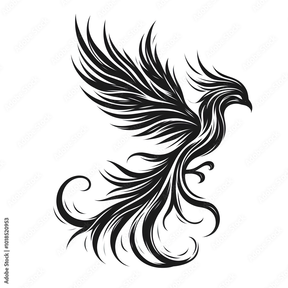 black and white sketch of a phoenix, bird tattoo black and white sketch of a phoenix, bird tattoo