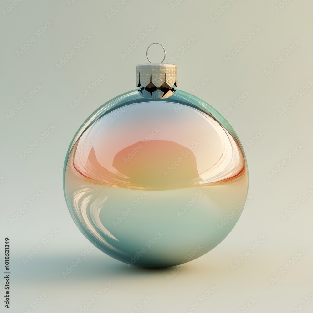 Minimalist 3D icon of a Christmas ornament with smooth, glossy finish and soft reflections Minimalist 3D icon of a Christmas ornament with smooth, glossy finish and soft reflections