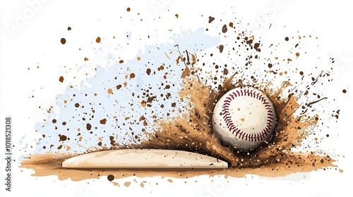 a baseball sliding into home plate clipart, action scene, dynamic vector, isolated on white background