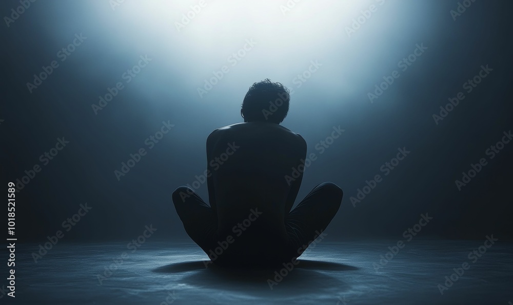 Silhouette of a man sitting in the dark. Silhouette of a man sitting in the dark.