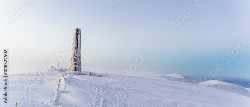 Fototapeta Naklejka Na Ścianę i Meble -  Minimalist Winter Landscape in Bieszczady, Wielka Rawka