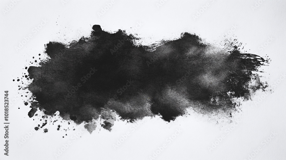 black watercolor effect on a wet white canvas background, overlay mask alpha ink drop layer centered on a white paper black watercolor effect on a wet white canvas background, overlay mask alpha ink drop layer centered on a white paper
