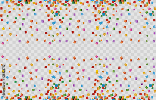 Vector confetti png. Confetti falls from the sky. Glittering confetti on a transparent background. Holiday, birthday.