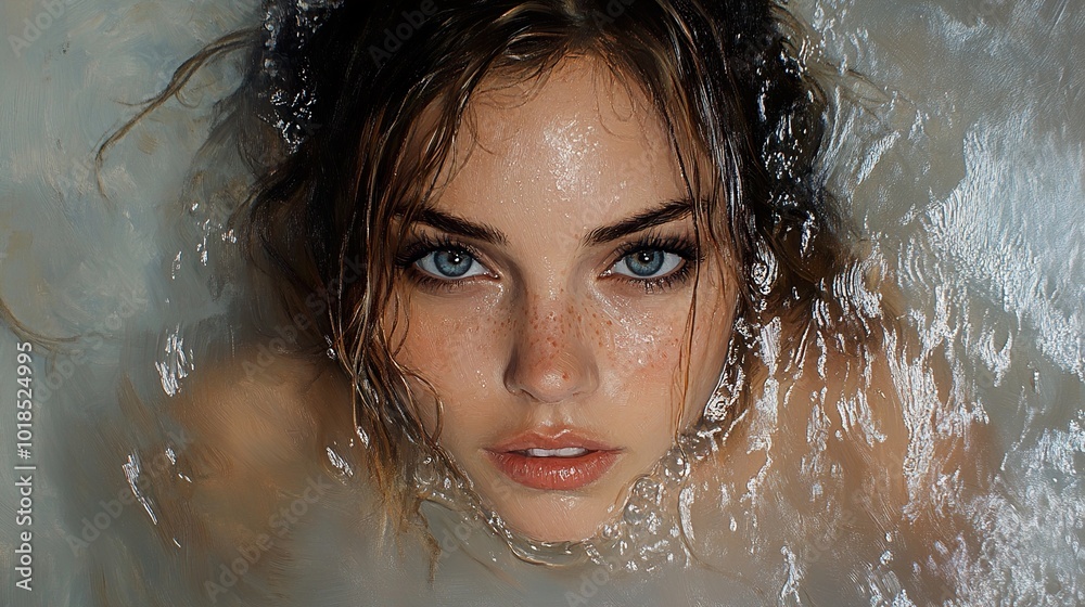 Close Up Portrait of a Woman in Water Close Up Portrait of a Woman in Water