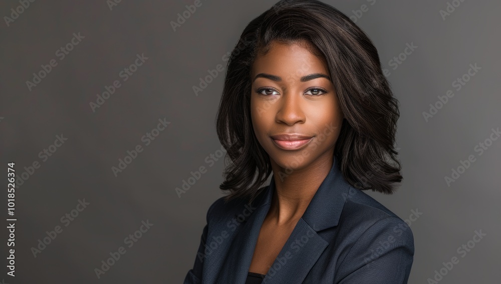 Beautiful Powerful Black businesswoman with shoulder-length hair, wearing a business suit, copy space. Diverse employment manager boss ceo Beautiful Powerful Black businesswoman with shoulder-length hair, wearing a business suit, copy space. Diverse employment manager boss ceo