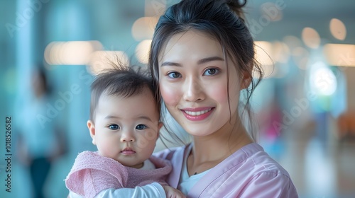 Caring Nurse with Pediatric Patient in Hospital Setting