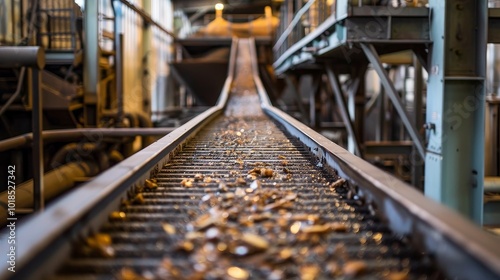 Industrial Conveyor Belt Transporting Raw Materials