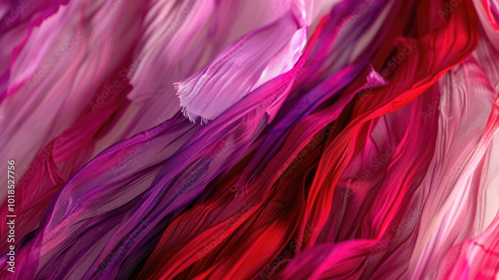 Flowing Pink and Red Fabric Textures in Abstract Motion
