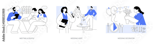 Wedding planning isolated cartoon vector illustrations se