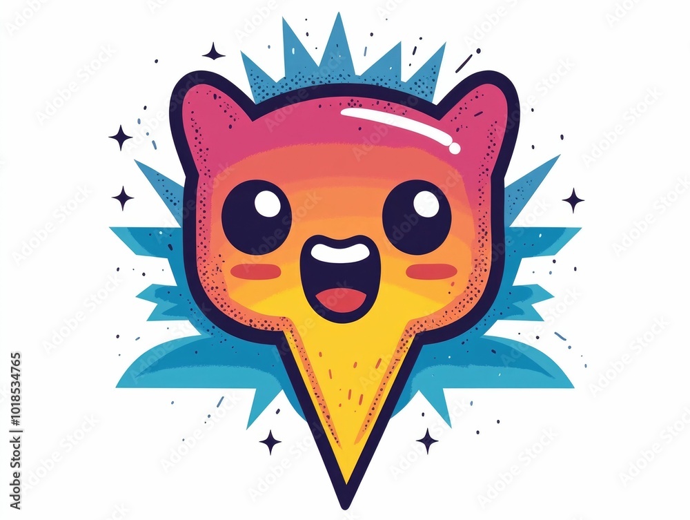 Fototapeta premium Vibrant and Energetic Retro Cartoon Style of a Playful Lightning Bolt Character with a Cute Facial Expression and Bold Colorful Design
