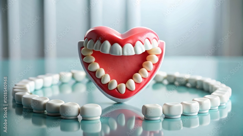 Dental Model Displaying Healthy Teeth and Gums with Individual Teeth Surrounding It