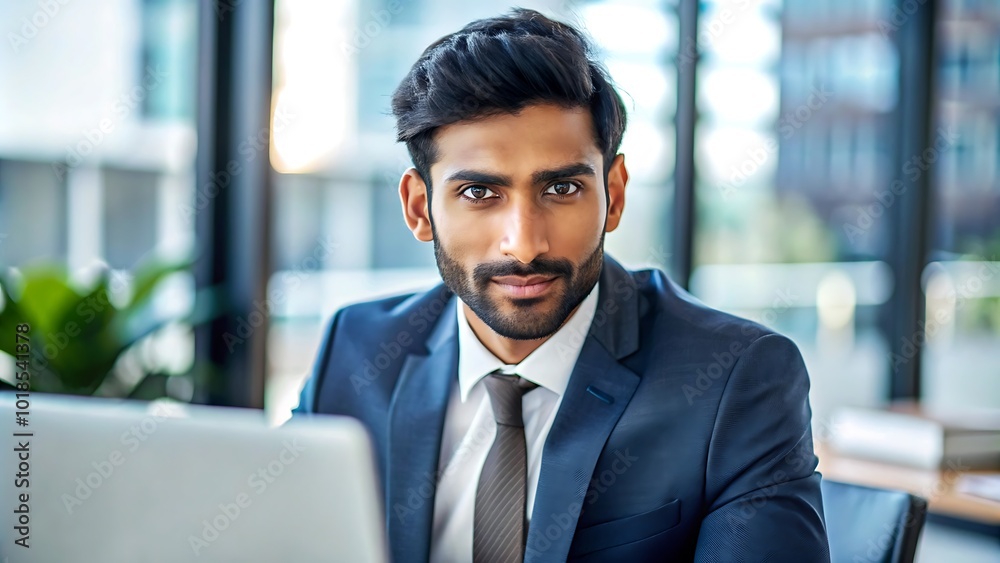 Indian Businessman Working in a Sleek Modern Office Environment
Indian Businessman Working in a Sleek Modern Office Environment