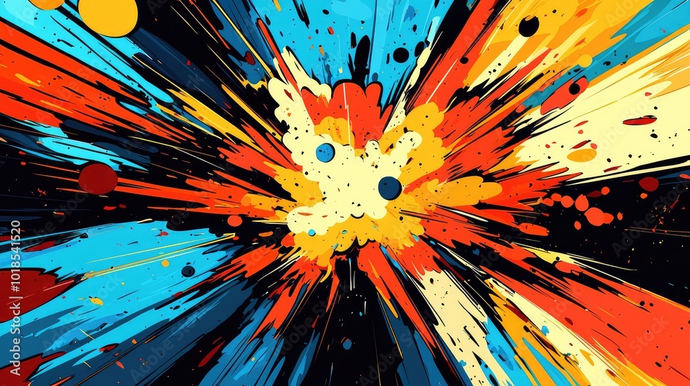 Vibrant explosion of colors creating a dynamic and energetic abstract background filled with splashes of paint.