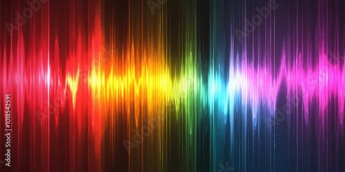 A captivating image showing a spectrum of radiant colors in a waveform pattern, evocative of light and sound waves.