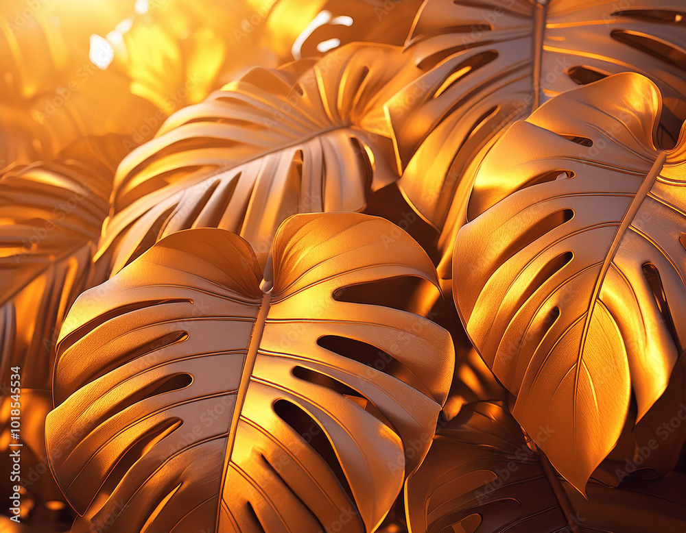 Fototapeta premium Monstera leaves background