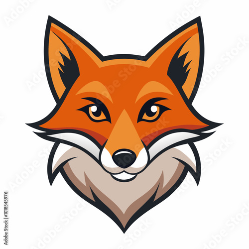 A cute red fox mascot logo icon illustration, suitable for t-shirt print