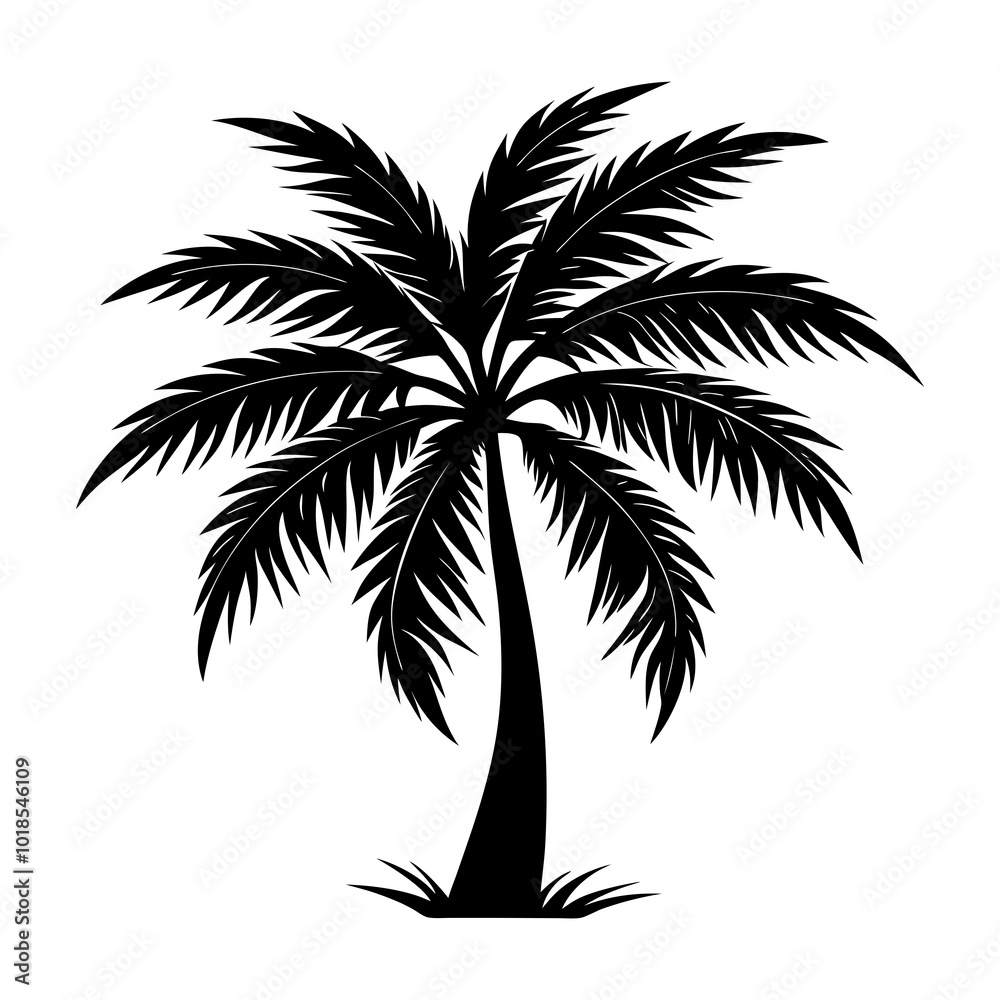 A palm tree silhouette vector art element A palm tree silhouette vector art element
