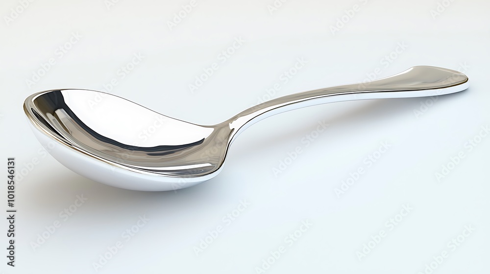 Shiny Silver Spoon Isolated on White Background for Kitchen Utensil Design Shiny Silver Spoon Isolated on White Background for Kitchen Utensil Design