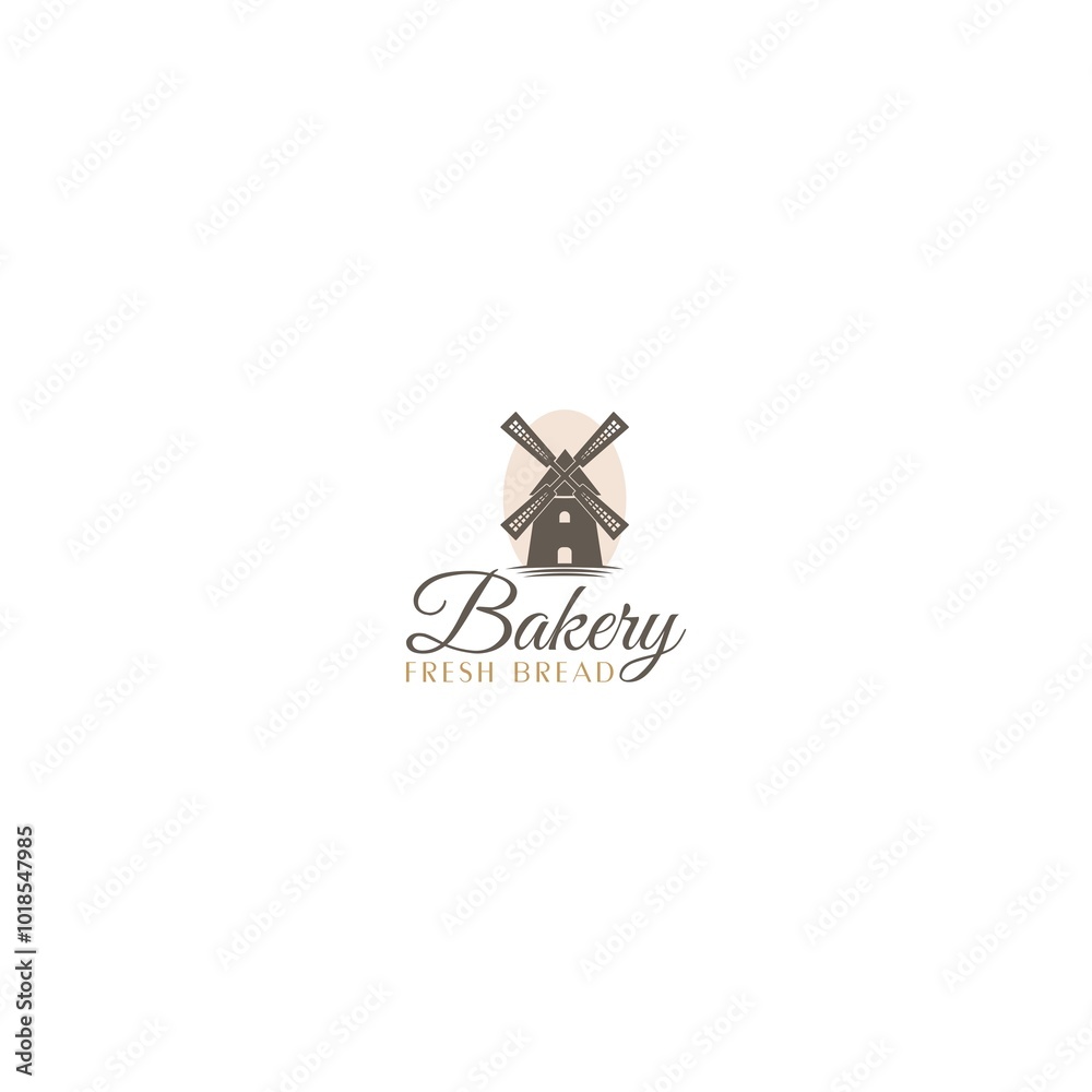 Obraz premium Windmill logo, Bakery emblem isolated on white background
