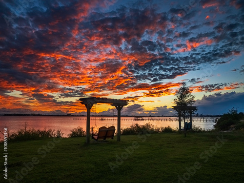 Sunset cloudscape over the bay in St. Andrews Florida, Panama City, Florida