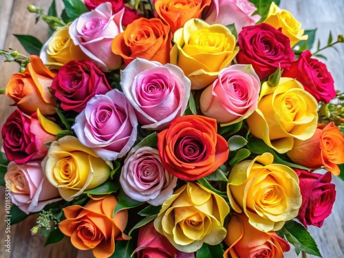 Bright, colorful roses beautifully arranged with a heartfelt thank you note, ideal for celebrating special moments and expressing appreciation through thoughtful gifts.