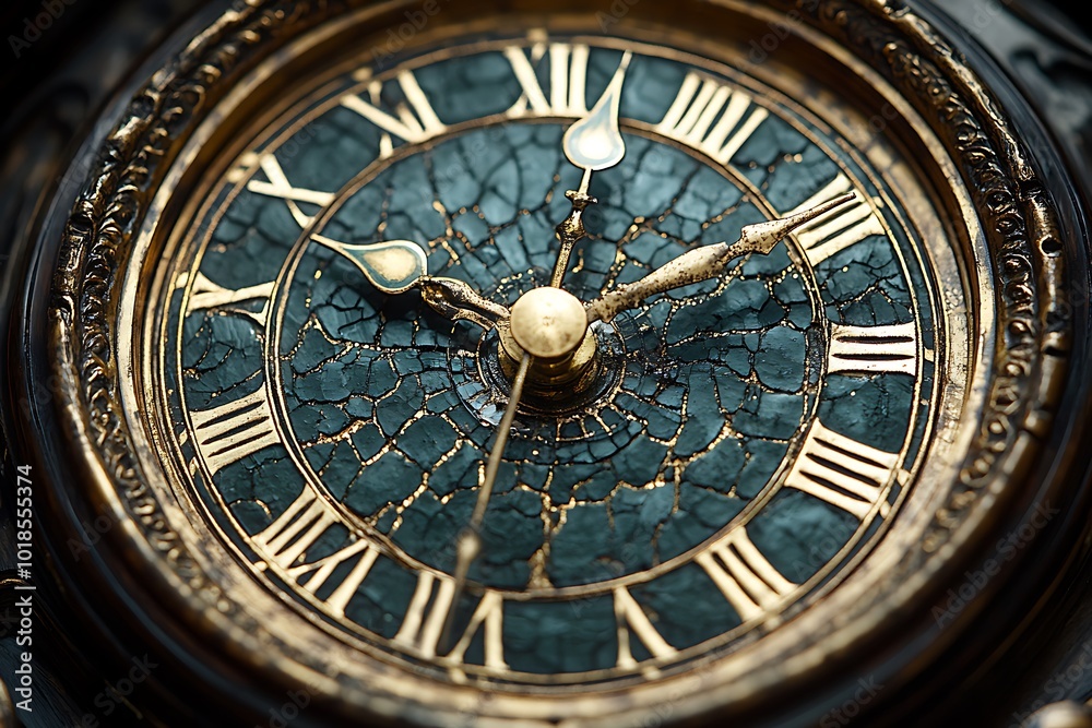 Close-up of an antique clock face with ornate details. Close-up of an antique clock face with ornate details.