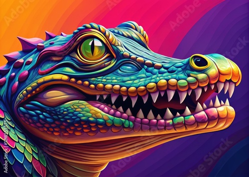 Modern vector illustration of an alligator, designed for creative branding projects, offering a stylish and eye-catching visual to elevate any artistic endeavor or promotional campaign. photo