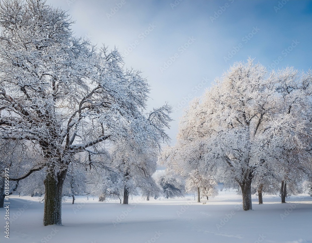 Trees covered with snow