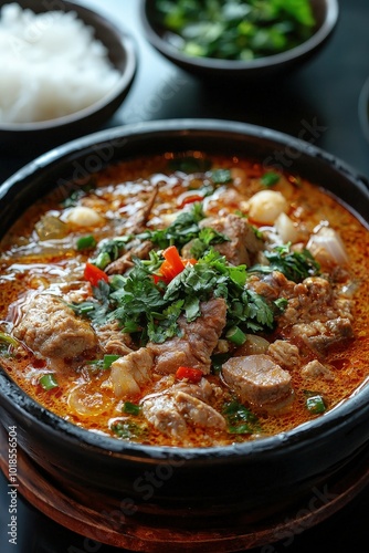 Fiery Gaeng Pa Jungle Curry - Traditional Thai Spicy Broth Curry with Wild Meats and Vegetables, Authentic Recipe without Coconut Milk